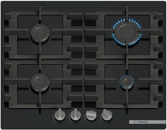 BOSCH SERIES 4  60CM TEMPERED GLASS GAS HOB BLACK | PNP6B6K40