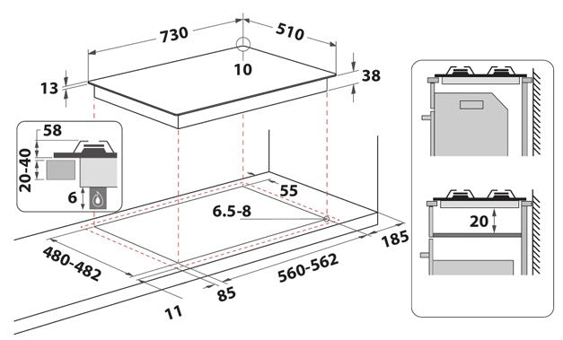 HOTPOINT 73CM WIDE GAS HOB SILVER | PPH75GDFIXUK