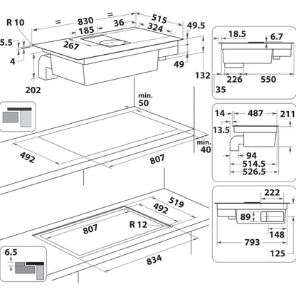 HOTPOINT 83CM INDUCTION WITH INTEGRATED EXTRACTOR | PVH92BKFKIT