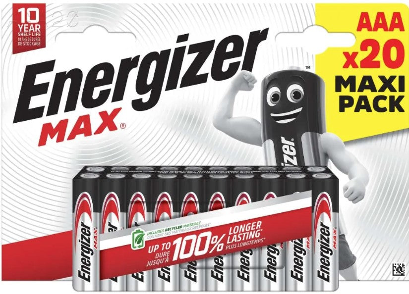 ENERGIZER AAA MAX ALKALINE - PACK OF 20 | S30100