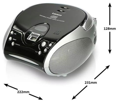 LENCO PORTABLE CD PLAYER BOOMBOX BLACK | SCD24BLK