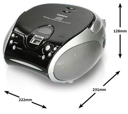LENCO PORTABLE CD PLAYER BOOMBOX BLACK | SCD24BLK