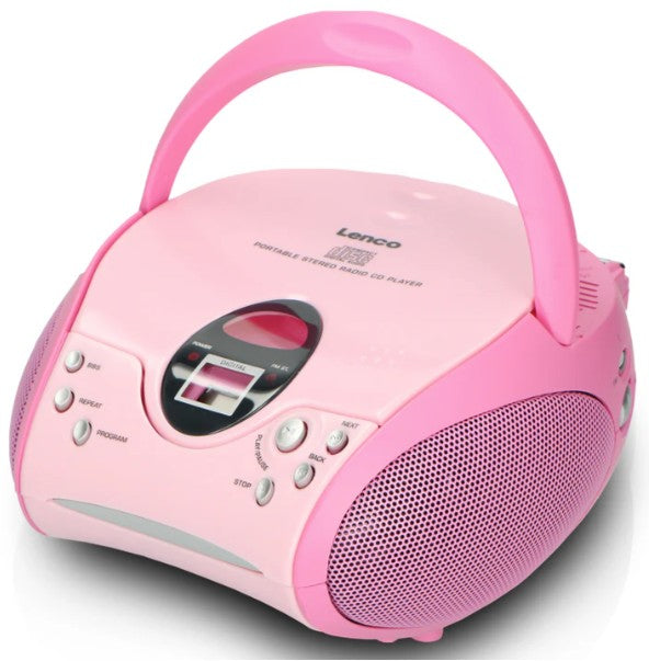 LENCO PORTABLE CD PLAYER BOOMBOX PINK | SCD24PINK