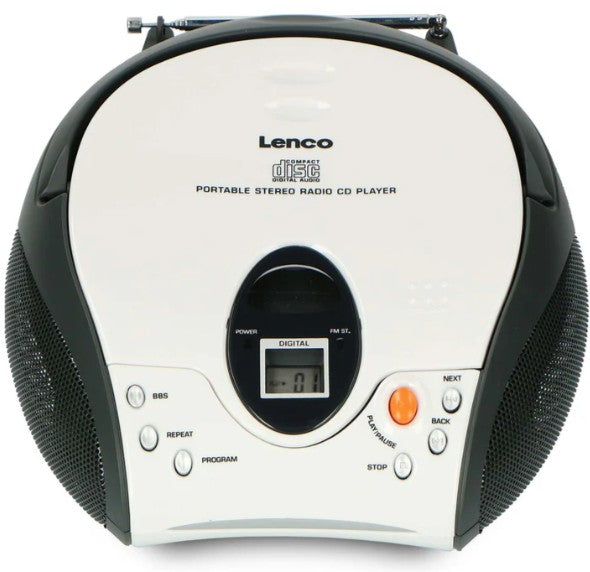 LENCO PORTABLE CD PLAYER BOOMBOX WHITE-BLACK | SCD24W