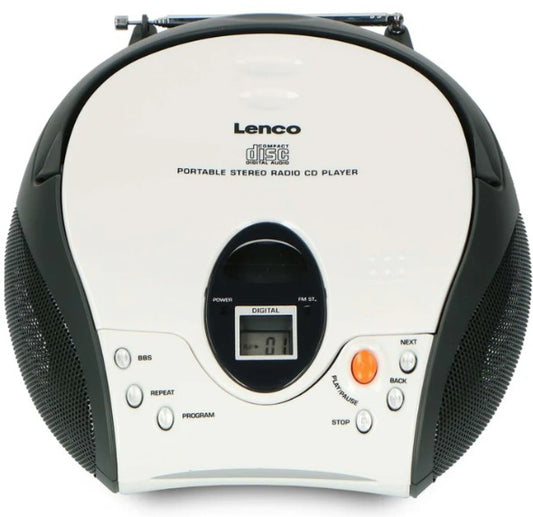 LENCO PORTABLE CD PLAYER BOOMBOX WHITE-BLACK | SCD24W
