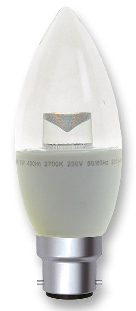 DIMMABLE 5W BC CANDLE B22 400LM -WW | SDCANB22WW