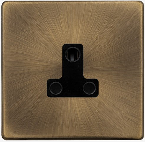 5A ROUND PIN SOCKET - ANTIQUE BRASS COVER PLATE -  | SFAB038BK