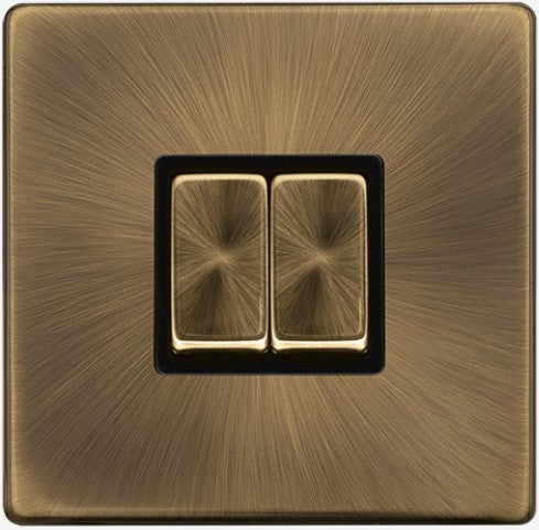 10AX INGOT 2 GANG 2 WAY SWITCH - ANTIQUE BRASS | SFAB412BK