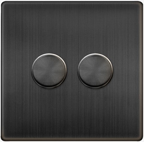 2 GANG 2 WAY 100W DIMMER SWITCH - MATT BRONZE | SFBZ162