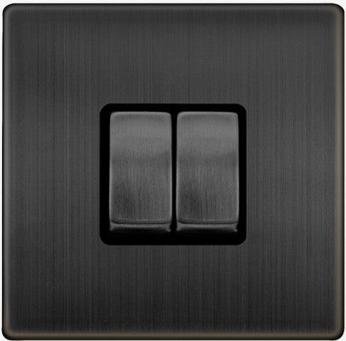 10AX INGOT 2 GANG 2 WAY SWITCH - MATT BRONZE  | SFBZ412BK