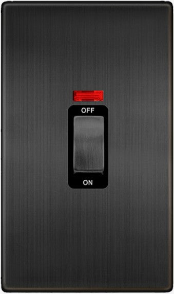 50A INGOT 2 GANG DOUBLE POLE SWITCH WITH NEON  | SFBZ503BK