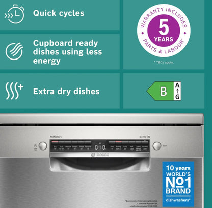 BOSCH SERIES-6 60CM 14 PLACE DISHWASHER SILVER IN  | SMS6ZCI10G