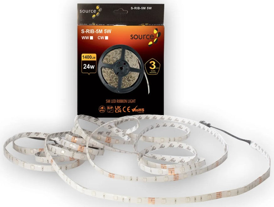LED STRIP 5M IP65 24W COOL WHITE | SRIB5WCW