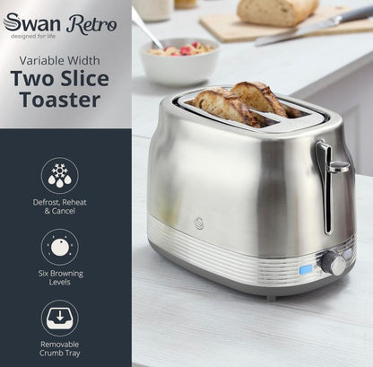 SWAN RETRO 2 SLICE TOASTER SS | ST19028SS