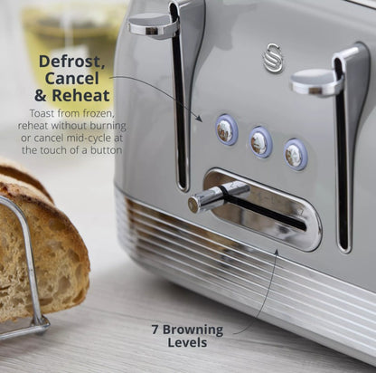 SWAN RETRO 4 SLICE TOASTER GREY | ST19029GRY