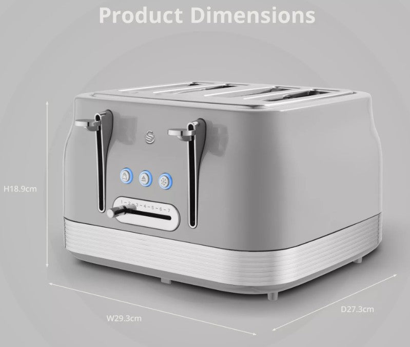 SWAN RETRO 4 SLICE TOASTER GREY | ST19029GRY
