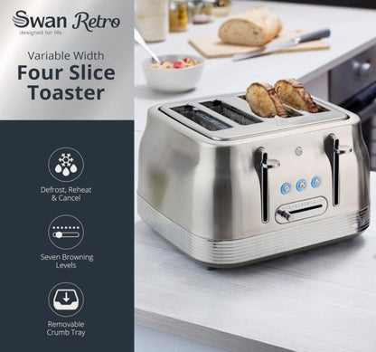 SWAN RETRO 4 SLICE TOASTER SS | ST19029SS