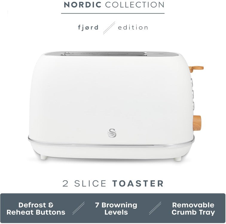 SWAN FJORD 2 SLICE TOASTER WHITE | ST19030WHT