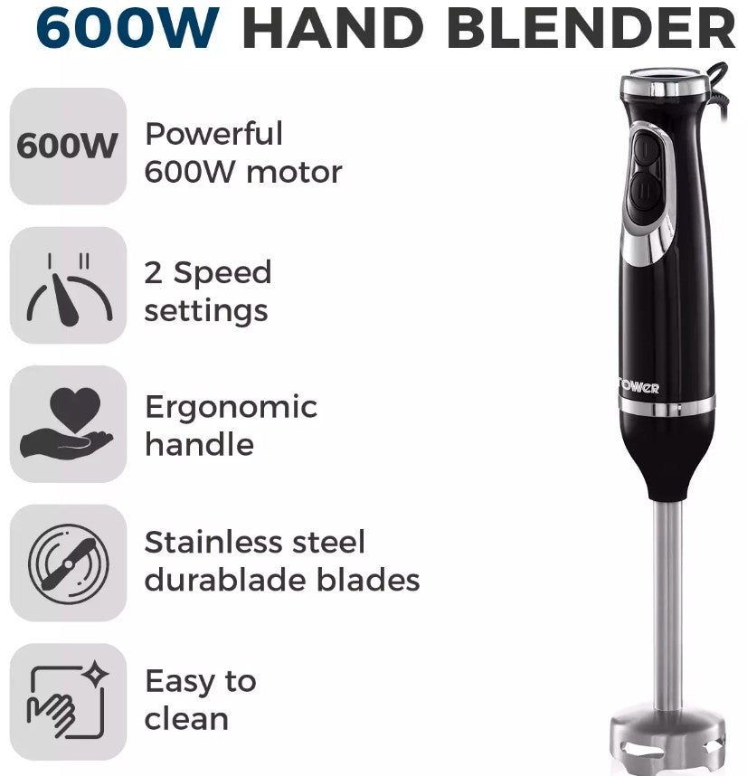 TOWER 600 WATT HAND BLENDER BLACK | T12076