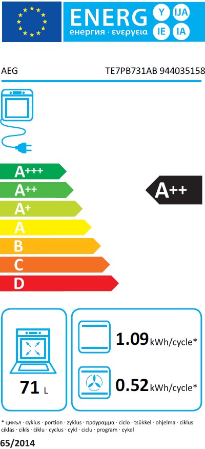 AEG 7000 SERIES BUIOLT IN SINGLE OVEN BLACK | TE7PB731AB