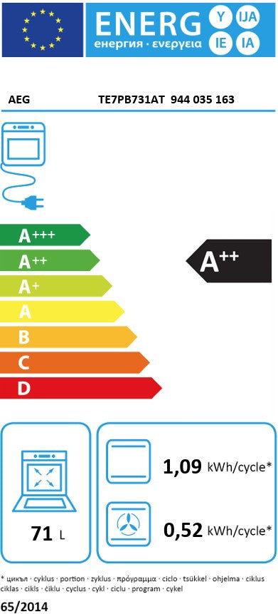 AEG MEAL ASSIST BUILT IN SINGLE PYROLYTIC OVEN BLK | TE7PB731AT