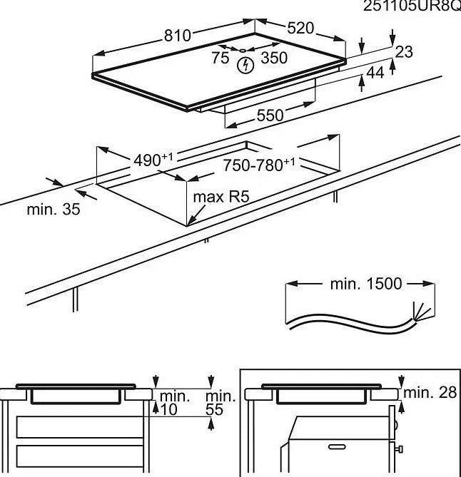 AEG 6000 SERIES 80CM BRIDGE INDUCTION HOB  | TI84IB00FZ