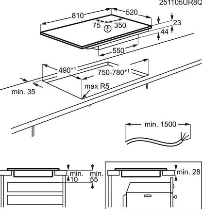 AEG 6000 SERIES 80CM BRIDGE INDUCTION HOB  | TI84IB00FZ