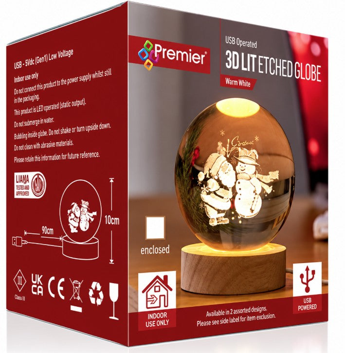8CM USB LIT 3D ETCHED GLASS BALL  | UB261155WW