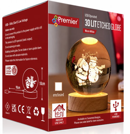 8CM USB LIT 3D ETCHED GLASS BALL  | UB261155WW