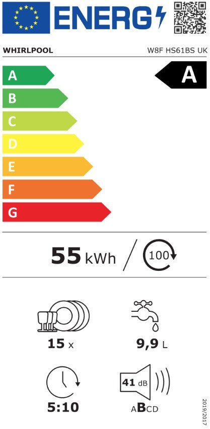 WHIRLPOOL 15 PLACE FREESTANDING A ENERGY DISH BLK | W8FHS61BSUK