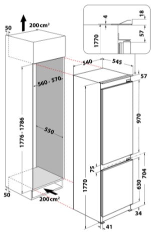 WHIRLPOOL INETGRATED FRIDGE FREEZER 70:30 FROST FR | WHC18T332P