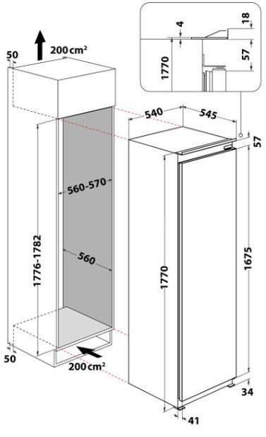 WHIRLPOOL TALL BUILT IN LARDER FRIDGE | WHSD18A033C1