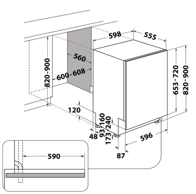 WHIRLPOOL 14 PLACE INTEGRATED DISHWASHER | WIC3C26NUK