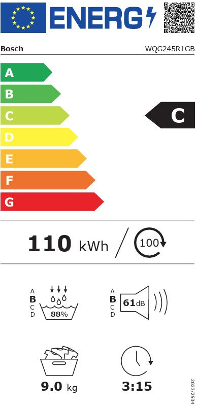 BOSCH 9KG HEAT PUMP CONDENSER DRYER GRAPHITE | WQG245R1GB