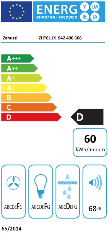ZANUSSI 60CM FREESTANDING COOKER HOOD SS | ZHT611X